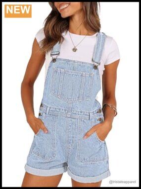 Denim Shortalls Adjustable Straps Jean Overalls Romper